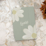 Sage Green Bloemcrème Daisy iPad Cover iPad Mini Cover<br><div class="desc">Voeg jouw naam toe aan deze schattige salie groen en madeliefje bloem iPad cover</div>