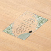 Sage Green Bloemen Bruin Meisje Zilver 15 Quinceañ Acryl Uitnodigingen (Laagn)