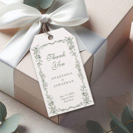 Sage Green  Bloemen Huwelijk Bedankt Cadeaulabel