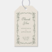 Sage Green  Bloemen Huwelijk Bedankt Cadeaulabel (Voorkant)
