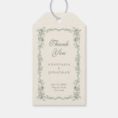 Sage Green  Bloemen Huwelijk Bedankt Cadeaulabel (Achterkant)