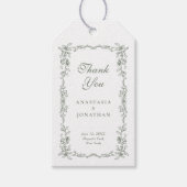 Sage Green  Bloemen Huwelijk Bedankt Cadeaulabel (Voorkant)