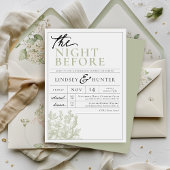 Sage Green Bloemen Wedding Repetitie Diner Kaart