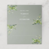 Sage Green Bloemengroen Elegante bruiloft Plaatskaartje (Buitenkant ongevouwen)