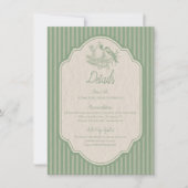 Sage Green Bloemenlijn tekening Trouwdetails Kaart (Voorkant)