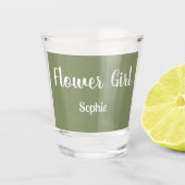 Sage Green Bloemenmeisje Bridesmaid Shot Glas (Voorkant)