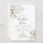 Sage Green Bloemstuk Spaanse Bruiloft Kaart (Voorkant)
