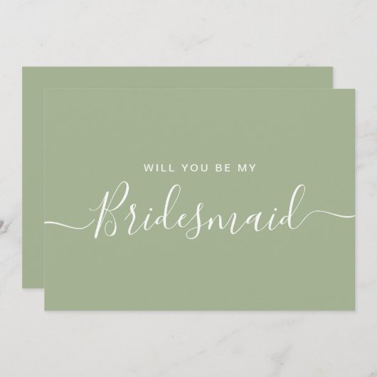 Sage Green Blue Bridesmaid proposal Kaart (Voorkant / Achterkant)