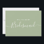 Sage Green Blue Bridesmaid proposal Kaart<br><div class="desc">Minimalistisch modern Sage Green Calligraphy Bridesmaid Voorstel. Bridal party voorstel card en uitnodiging. Biedt trendy en stijlvolle scriptlettertypen en stoffige blauwe pastelkleur.</div>