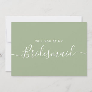 Sage Green Blue Bridesmaid proposal Kaart
