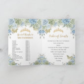 Sage Green Blue Floral Quinceañera Orde van Evenem Programma (Binnen)