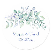 Sage Green & Blue Greenery Wedding Monogram