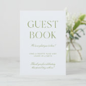 Sage Green & Blue Wedding Guest Book Sign Kaart (Staand voorkant)