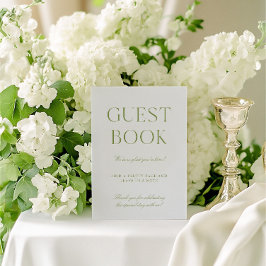 Sage Green & Blue Wedding Guest Book Sign Kaart