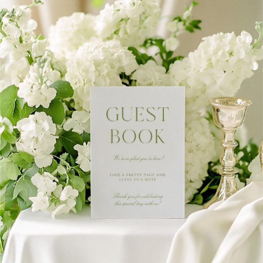 Sage Green & Blue Wedding Guest Book Sign Kaart