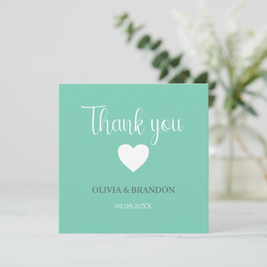 Sage Green Blue Wedding Thank You Note Card Bedankkaart (Staand voorkant)