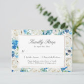 Sage Green Blue White Botanical Floral Border RSVP Kaartje (Staand voorkant)