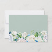 Sage Green Blue White Botanical Floral Border RSVP Kaartje (Achterkant)
