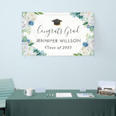 Sage Green Blue White Floral Graduation Party Spandoek (Beurs)