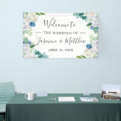 Sage Green Blue White Floral Wedding Party Spandoek (Beurs)