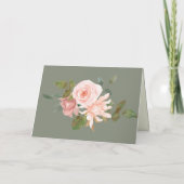 Sage Green Blush Bloemen Huwelijk Bedankt Card (Achterkant)
