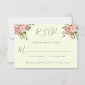 Sage Green & Blush Bloemen Huwelijk RSVP Kaart (Voorkant)