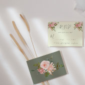 Sage Green & Blush Bloemen Huwelijk RSVP Kaart