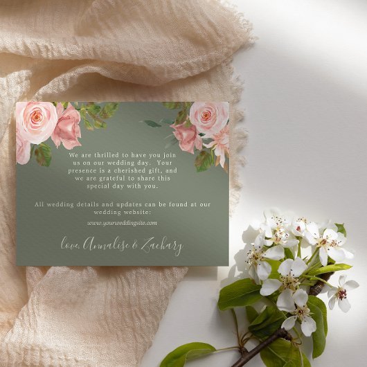 Sage Green Blush Bloemen Trouwruimte Kaart