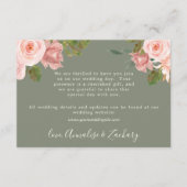 Sage Green Blush Bloemen Trouwruimte Kaart (Voorkant)