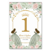 Sage Green Blush Bloemen Tweeling Quinceanera Verj Kaart (Voorkant)