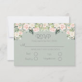 Sage Green Blush Floral Elegant Weddding RSVP (Voorkant)