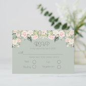 Sage Green Blush Floral Elegant Weddding RSVP (Staand voorkant)