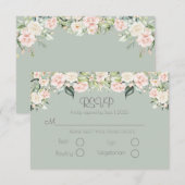 Sage Green Blush Floral Elegant Weddding RSVP (Voorkant / Achterkant)