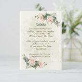Sage Green Blush Flowers Wedding Details Informatiekaartje (Staand voorkant)
