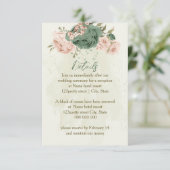 Sage Green Blush Flowers Wedding Details Informatiekaartje (Staand voorkant)