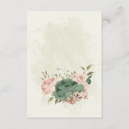 Sage Green Blush Flowers Wedding Details Informatiekaartje (Achterkant)