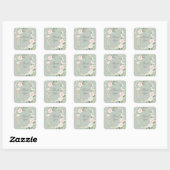 Sage Green Blush Ivory Floral Dank je Vierkante Sticker (Vel)