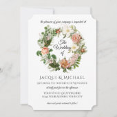 Sage Green Blush Ivory Rozen w Fern Wreath Wedding Kaart (Voorkant)