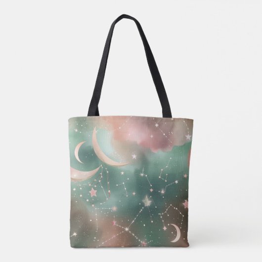 Sage Green Blush Moon Earthy Aesthetic Tote Bag (Achterkant)