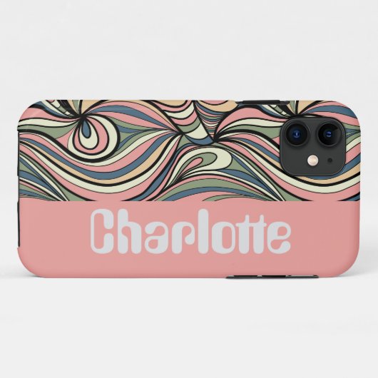 Sage Green, Blush Pink, Dusty Blue Retro Swirl Case-Mate iPhone Case (Achterkant (horizontaal))