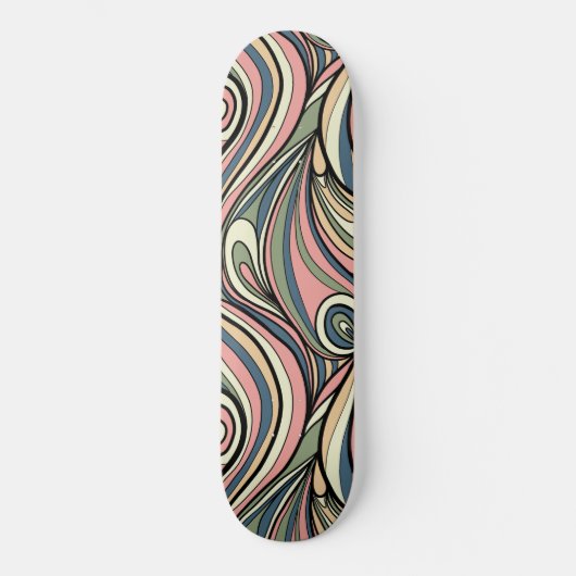 Sage Green, Blush Pink, Dusty Blue Retro Swirl Persoonlijk Skateboard (Voorkant)