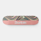 Sage Green, Blush Pink, Dusty Blue Retro Swirl Persoonlijk Skateboard (Horizontaal)