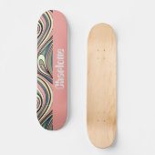 Sage Green, Blush Pink, Dusty Blue Retro Swirl Persoonlijk Skateboard (Voorkant)