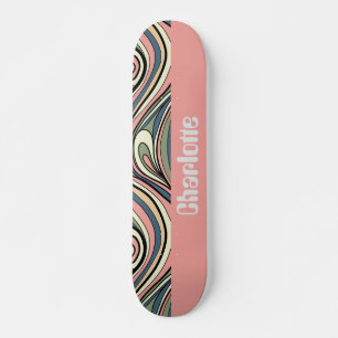 Sage Green, Blush Pink, Dusty Blue Retro Swirl Persoonlijk Skateboard