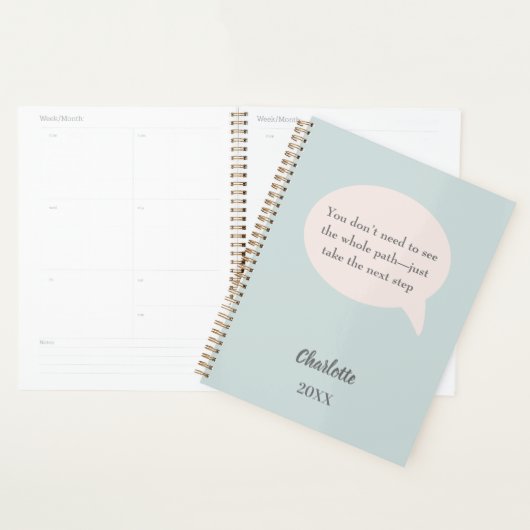 Sage green blush pink inspirational goal quote planner (Display)