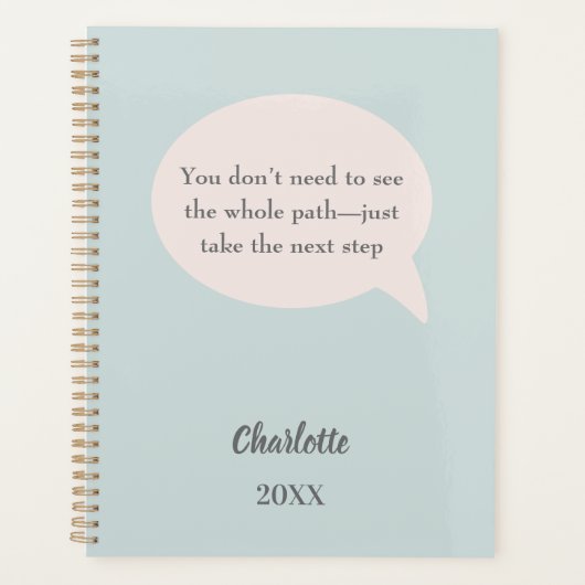 Sage green blush pink inspirational goal quote planner (Voorkant)