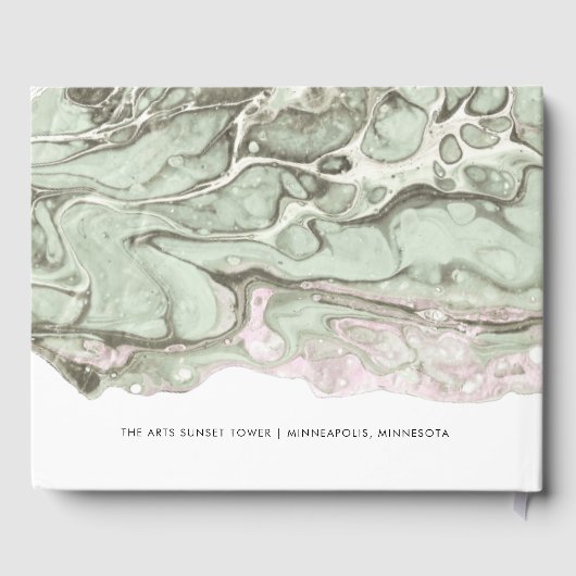 Sage Green & Blush Pink Minimalist Marble Gastenboek (Achterkant)