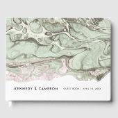 Sage Green & Blush Pink Minimalist Marble Gastenboek (Voorkant)