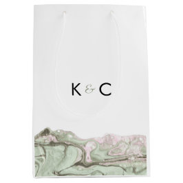 Sage Green & Blush Pink Minimalist Marble Medium Cadeauzakje