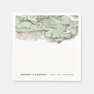 Sage Green & Blush Pink Minimalist Marble Servet
